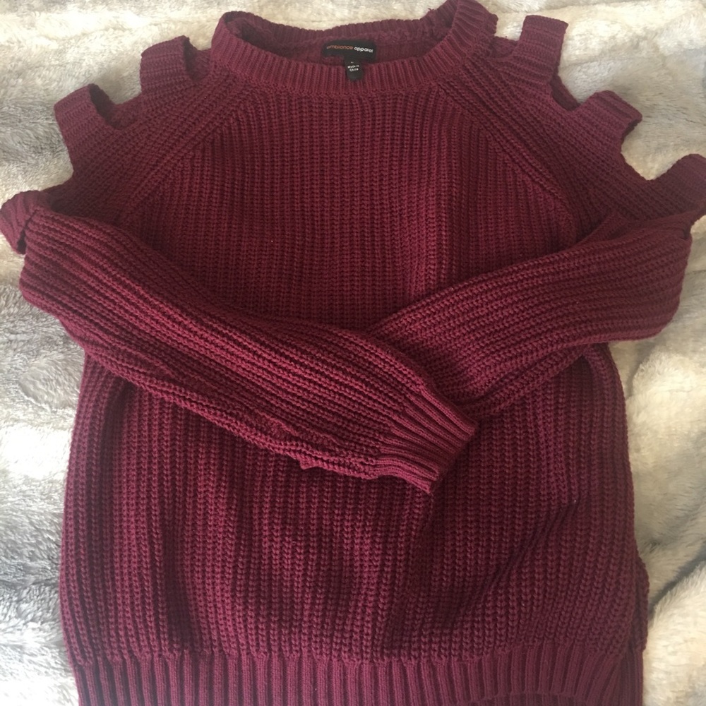 Red knitted cutout sweater